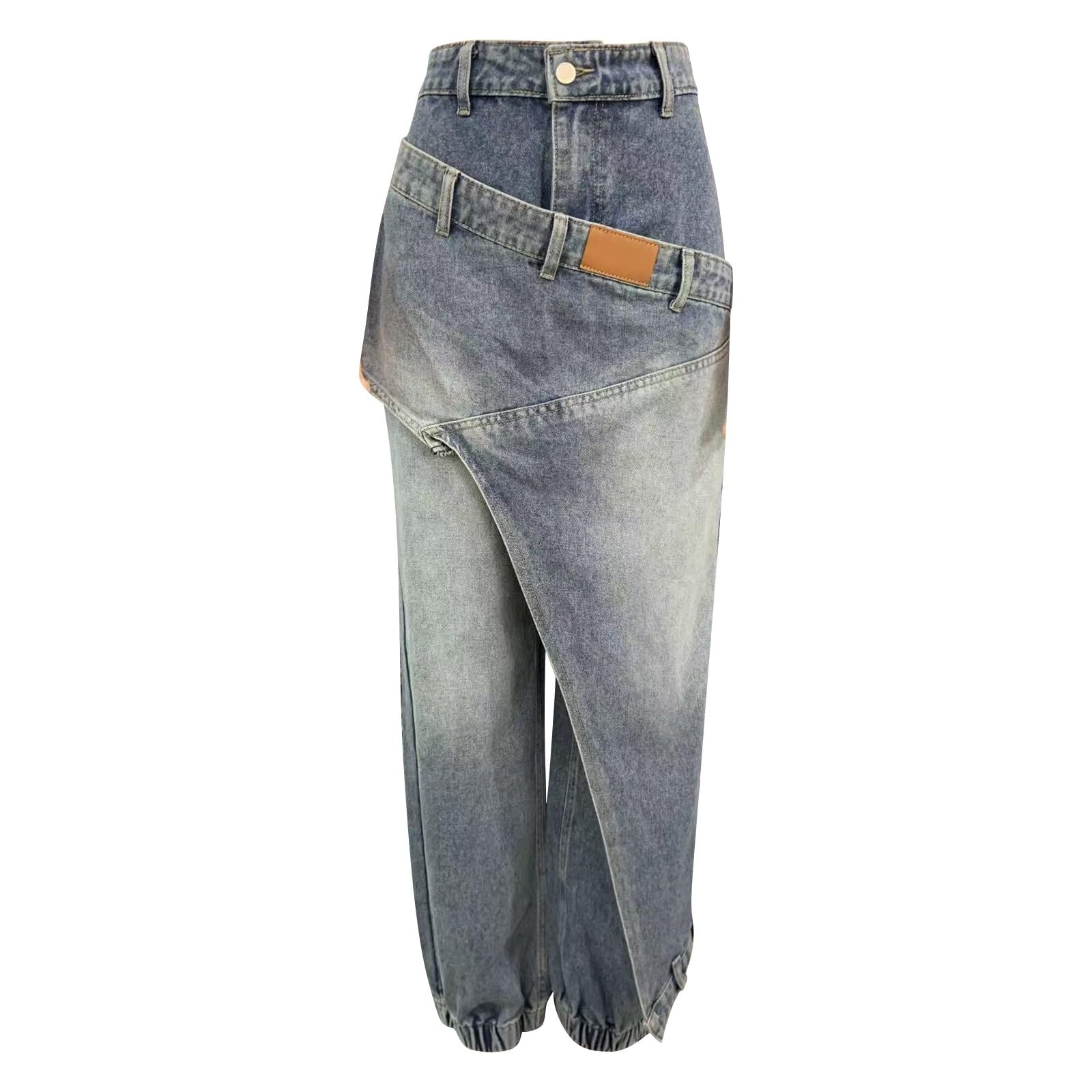 Jeans Baggy Donna Curvy Jeans Elasticizzati Casual Curvy Pantaloni Denim Vita Alta Leggeri Gamba Larga Con Tasche Pantaloni Baggy Larghi Palazzo Comodi Pantalone Tempo Libero Wide Leg Oversize