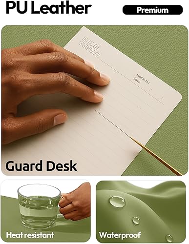 Miniatura 3 de YSAGi Protector de escritorio de cuero, tapete de oficina, alfombrilla grande para mouse, secante antideslizante de cuero PU, escritorio