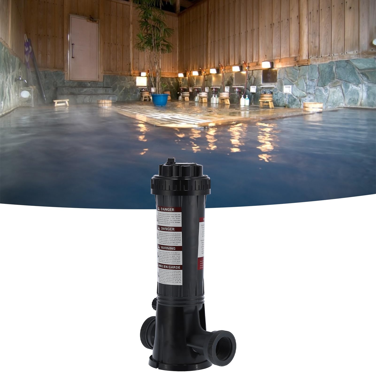 Cryfokt Dosatore Automatico in Linea per Piscina, Erogatore Regolabile con Manopola, for Sanificazione e Manutenzione Dell'acqua della Piscina