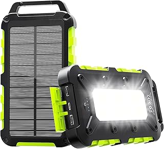 TOENNESEN Carregador Solar 26800 mAh Power Bank Solar, Bateria Externa com Carregamento Rápido 15 W À Prova D'Água IPX4 2 Portas USB + Lanterna LED Compatível com Smartphones, Tablets, Camping e