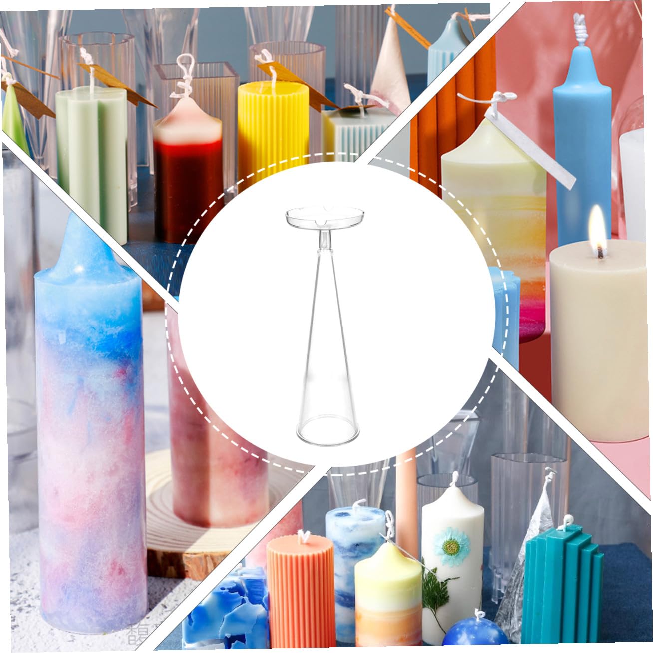 ULTECHNOVO Stampo per Candele Conico Medio in Plastica Flessibile, Resistente a Temperature Alte e Basse, Strumento la Fabbricazione Fai da Te di Candele Profumate, Saponi e Decorazioni