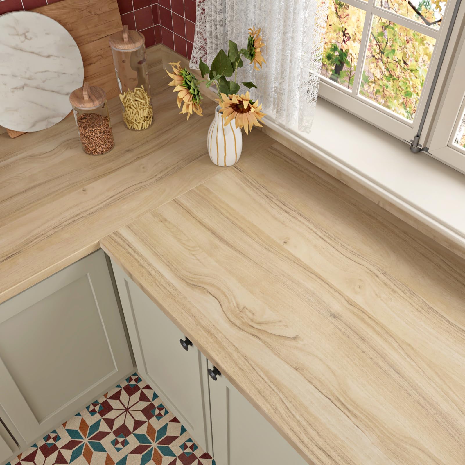 Carta Da Parati Autoadesativa Beige Carta Adesiva Per Mobili Legno Rivestimento Cucina Parete Carta Da Parati Adesiva Per Soggiorno Armadio Pellicola Adesiva Rotolo Decorativo 40cm x 800cm