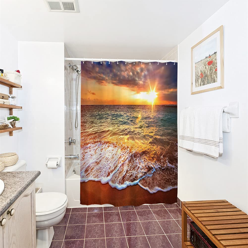 Oduo Tende da Doccia Antimuffa Tenda da Doccia 3D Volpe Stampa Tende per Vasca da Bagno Poliestere Impermeabile Tende da Doccia Tenda da Bagno con 12 Ganci (Stile Bohémien,180x180cm