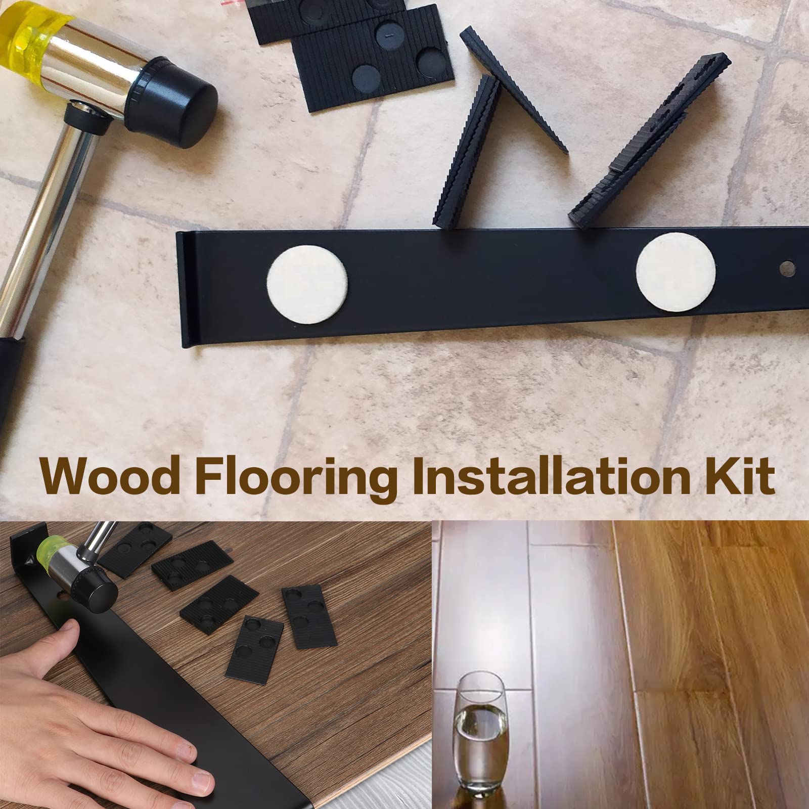 Kit di installazione e riparazione per pavimenti in legno laminato, strumenti di assemblaggio con 40 distanziatori e barra di trazione