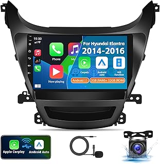CAMECHO 2G+32G Android 11 Car Stereo for Hyundai Elantra 2014 2015 2016 Wireless Apple CarPlay Android Auto GPS Navigation 9” HD Touchscreen Bluetooth Car Radio with Backup Camera, MIC, FM/WiFi/HiFi