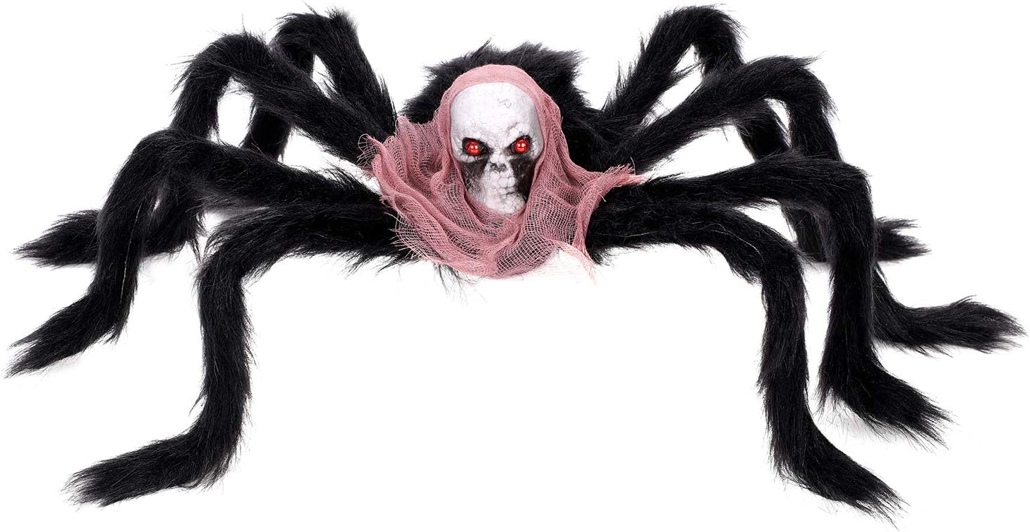 Halloween Hairy Spider Realistic Spider Horror Skeleton Spider Halloween Prank Props Spider Scary Trick Spider Prop Fake Spider Scary Realistic Araneid for Indoor and Outdoor Decorations