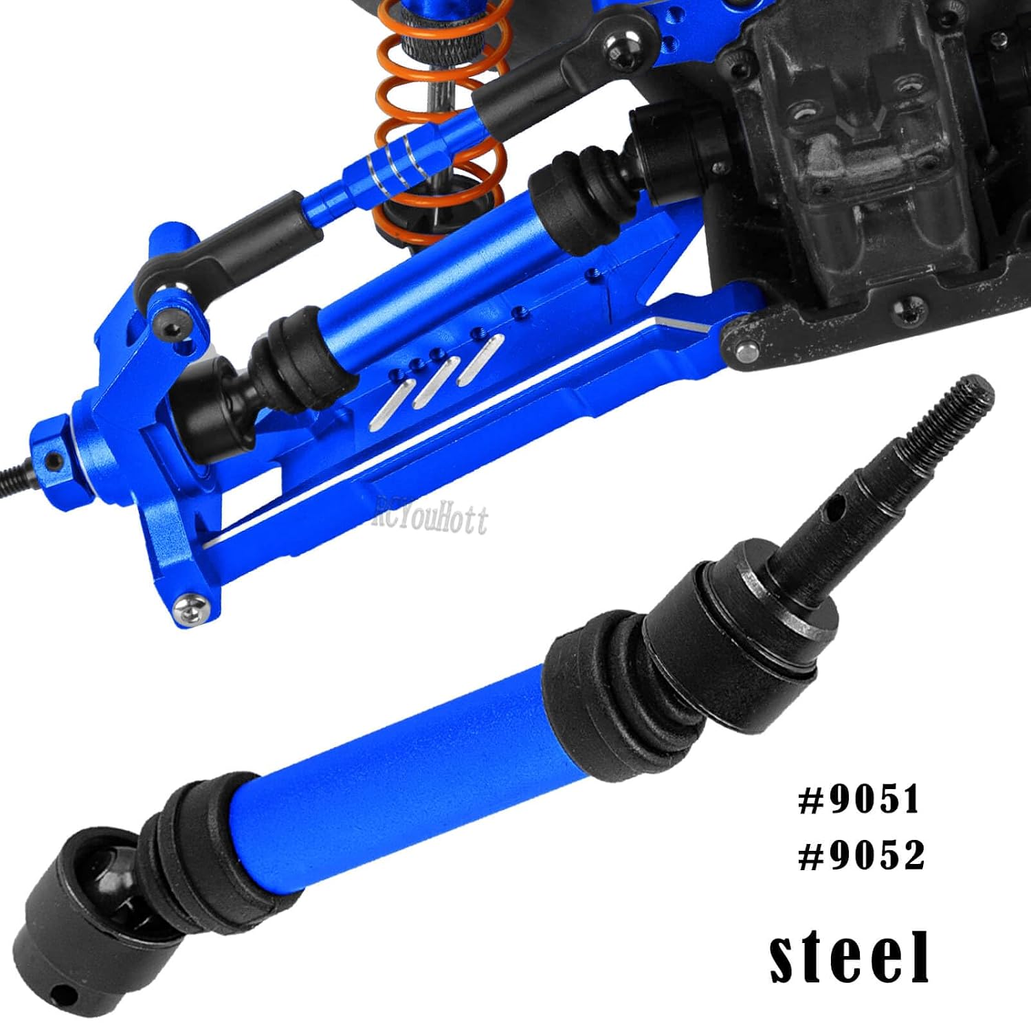 RC Aluminium Upgrades Part Caster Block,Steering Blocks,Stub Axle Carriers,Drive Shaft for 1/10 Slash/Rustler/Stampede/Jat0 4x4 4WD VXL,CVD/Axles/DriveShaft Hops Up,Navy Blue