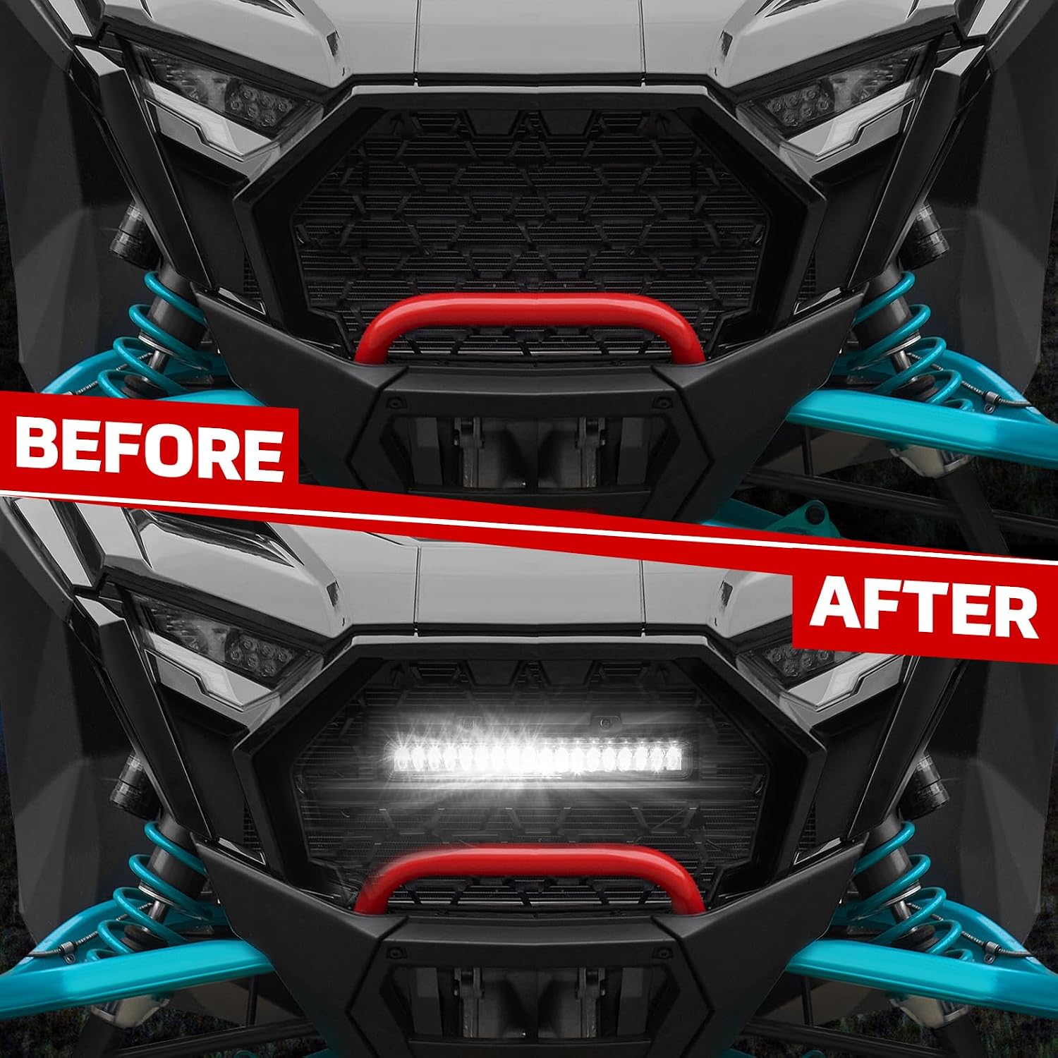 RZR PRO Grill Light, Front Grille with LED Bar Black Mesh Grill with Spotlight Compatible with Polaris RZR PRO XP/PRO R/PRO S 2025 Accessories(2PCS, Replace #5465595-070, #5459950-070)