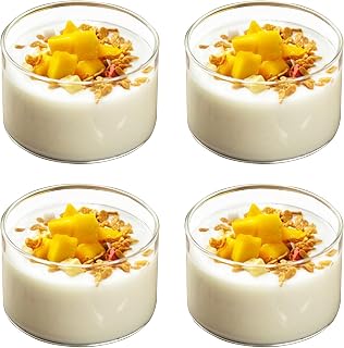 NADUSEP Mini Dessert Cups, 6 Oz Tea Light Glasses Bowls Transparent Dessert Cups, Round Pudding Glass Bottle, Mini Juice Drinking Cups, Microwave Safe (S)