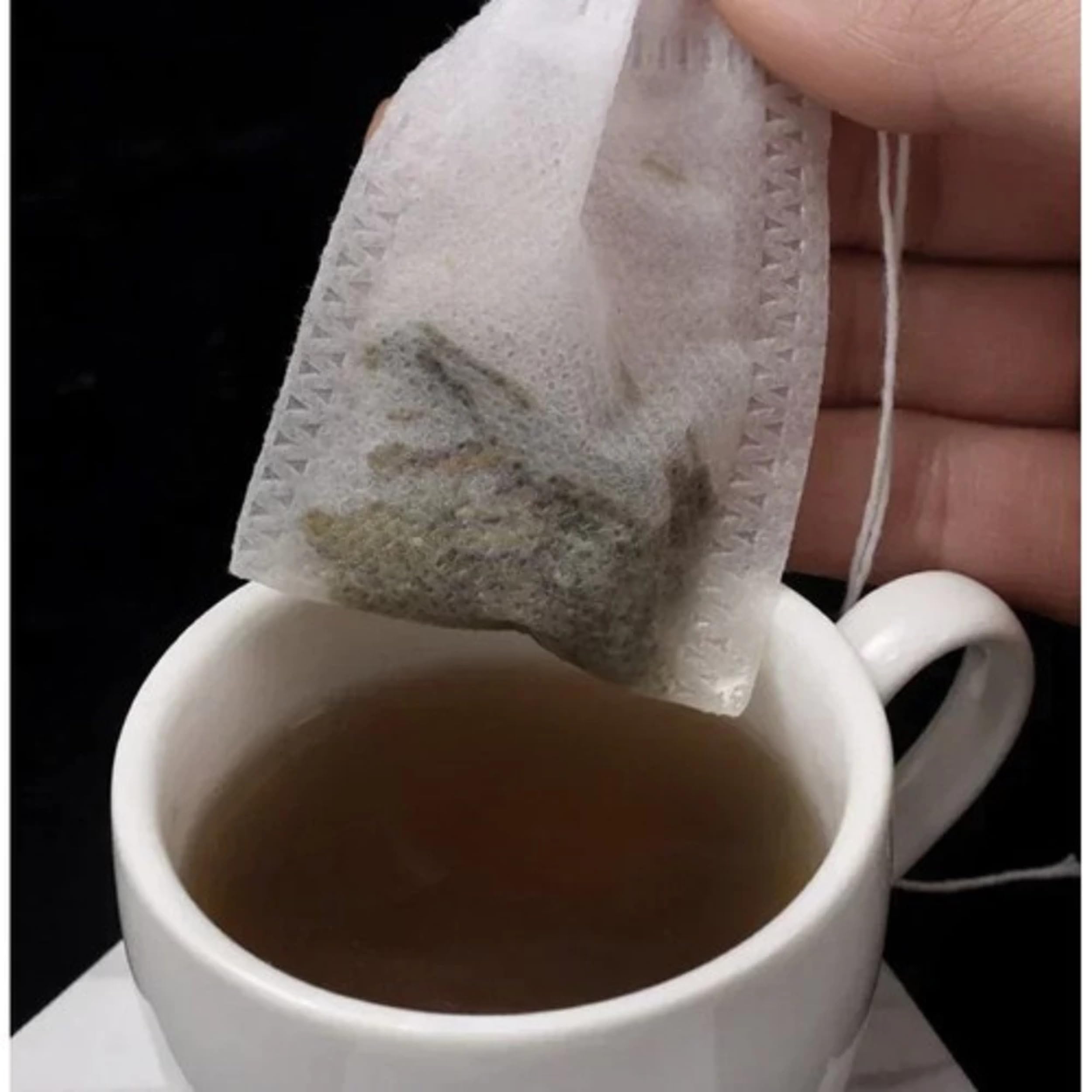 Bolsitas de té desechables con cordón – Juego de 100 bolsas de infusión de 10 x 8 cm – para té suelto, infusiones y hierbas – tela blanca no tejida