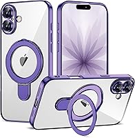 Vista 80 de Funda compatible con iPhone 12 con soporte de anillo magnético invisible [compatible con Mag-Safe] [Protector completo de lente de cámara] Funda