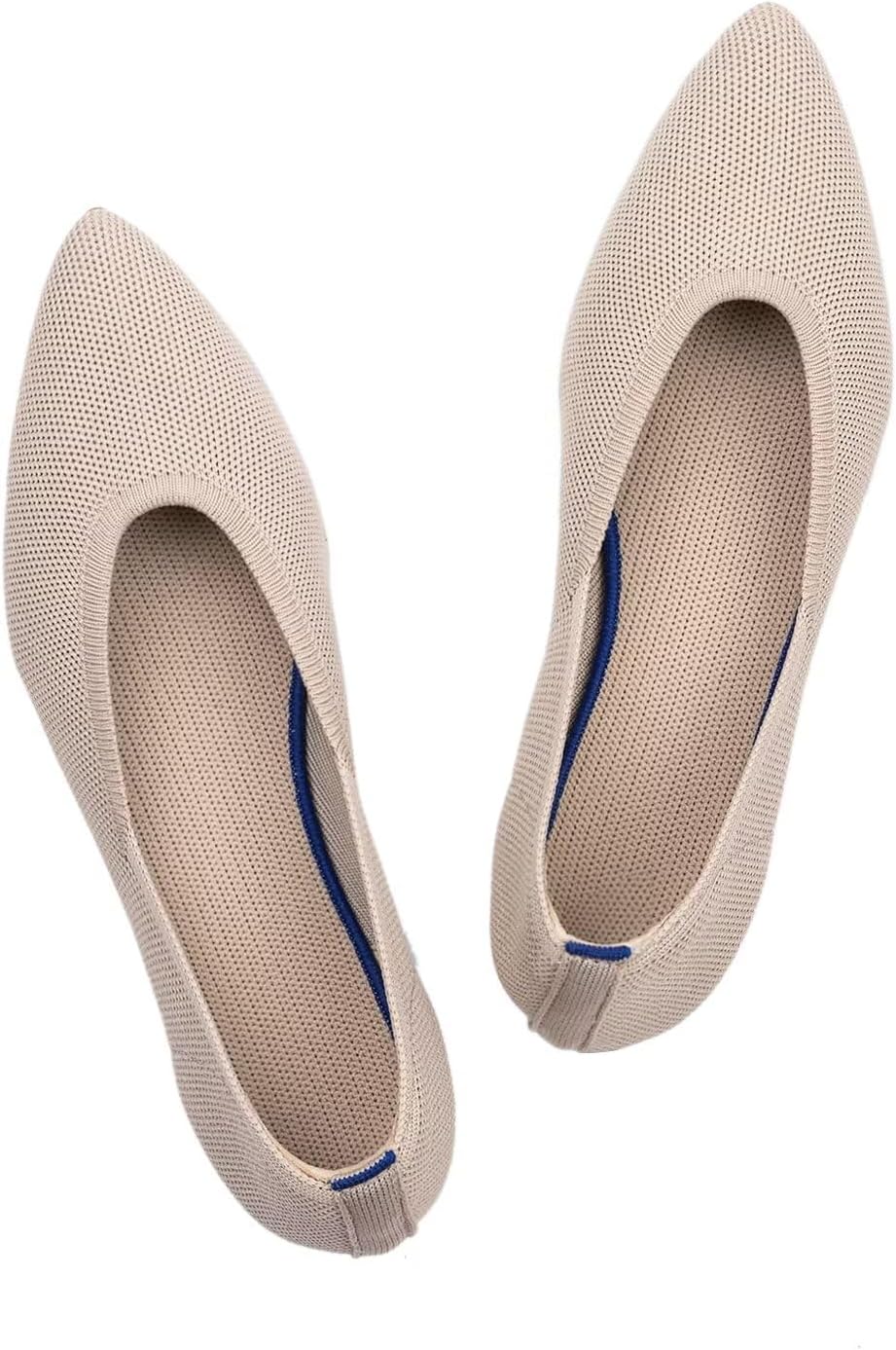 Womens Pointed Toe Ballet Flat Knit Dress Shoes Low Wedge Flat Shoes Comfort Slip On Flats Shoes for Woman Classic Softable Shoes