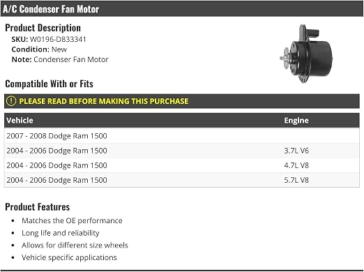 Amazon.com: A/C Condenser Fan Motor 