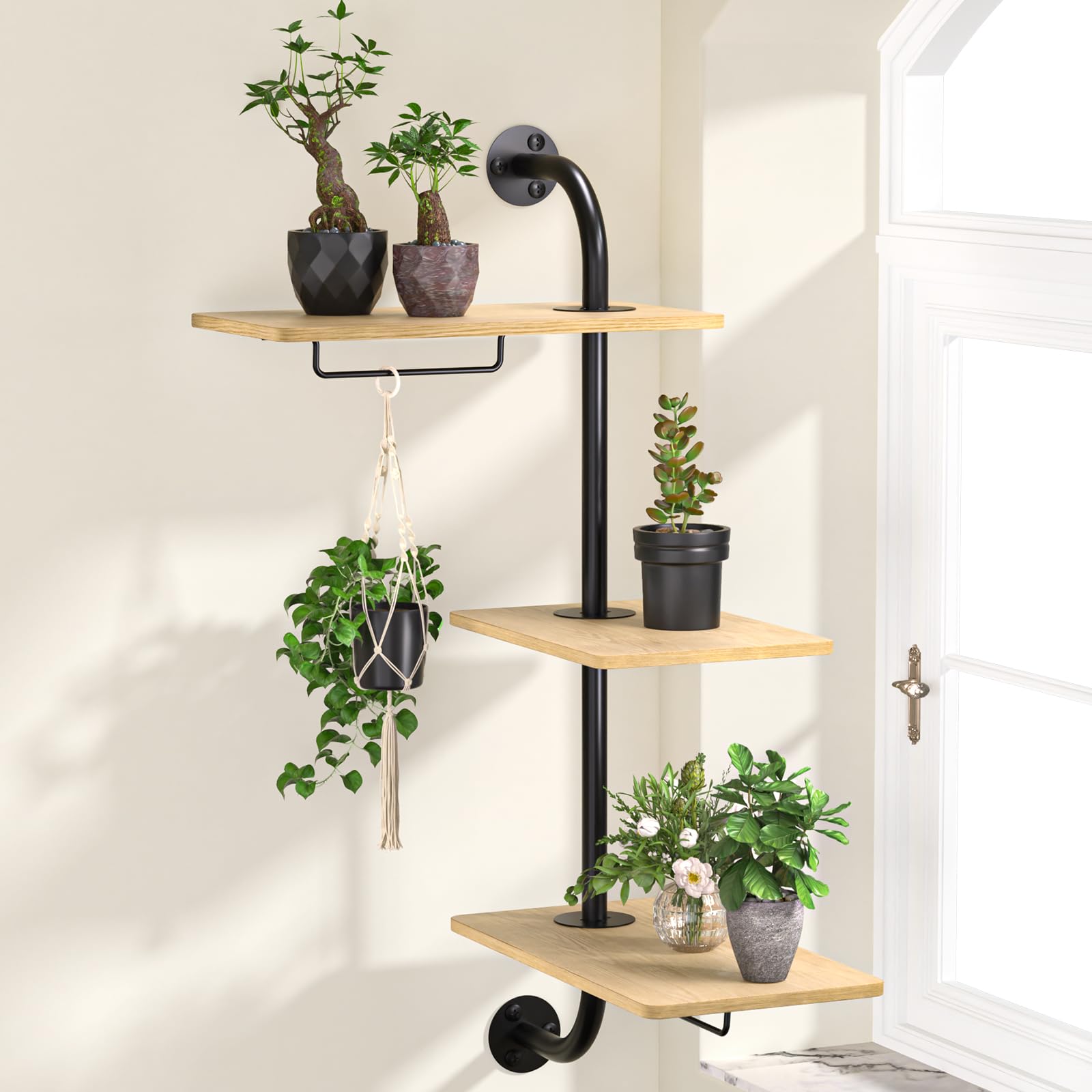 Scaffale Portafiori in Metallo, Fioriera Interno e Esterno, 7 Mensole Porta Piante, HLP:83 x 75 x 24 cm, Nero, Relaxdays | Leroy Merlin