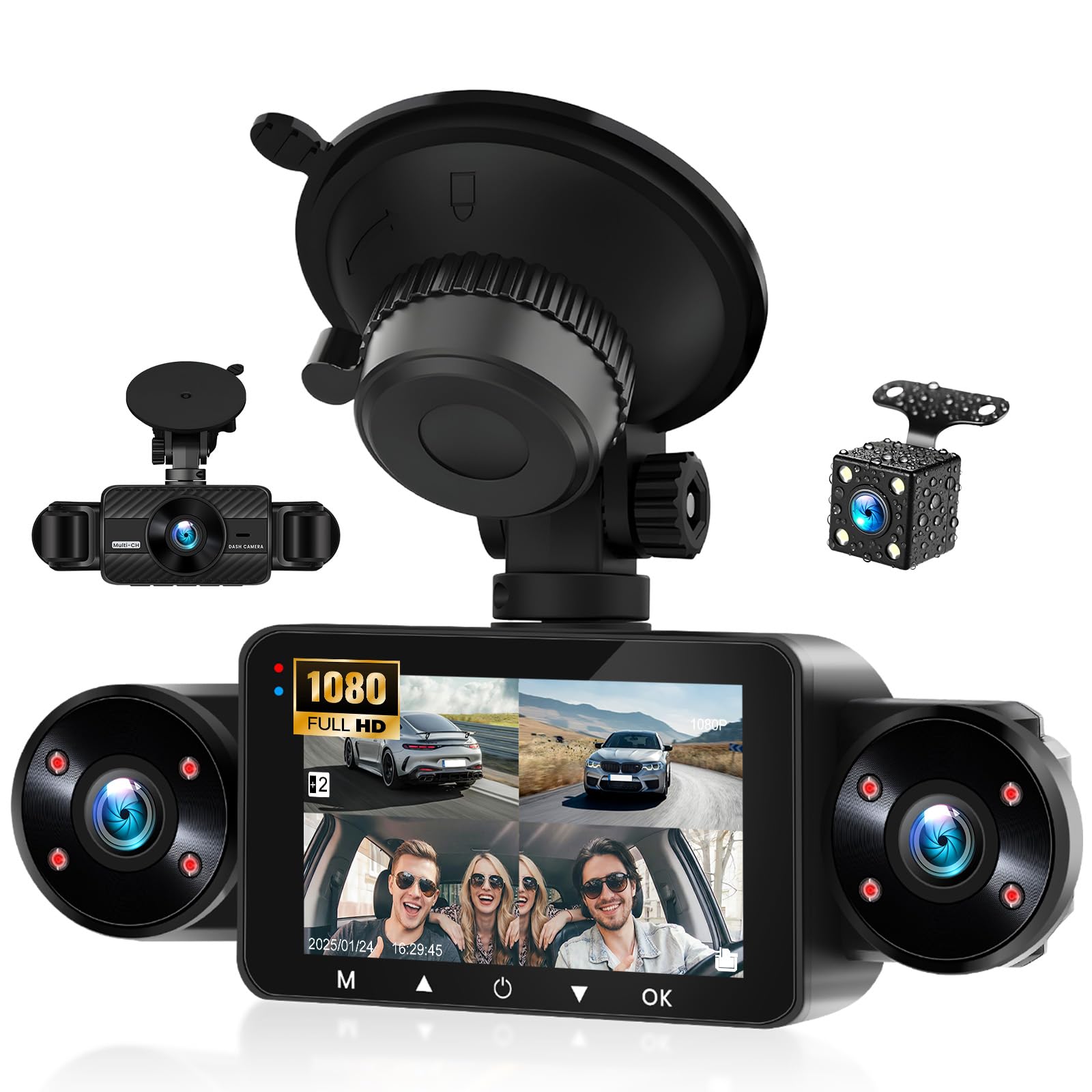 sixtop 4-channel dash cam 2k front rear 360°view