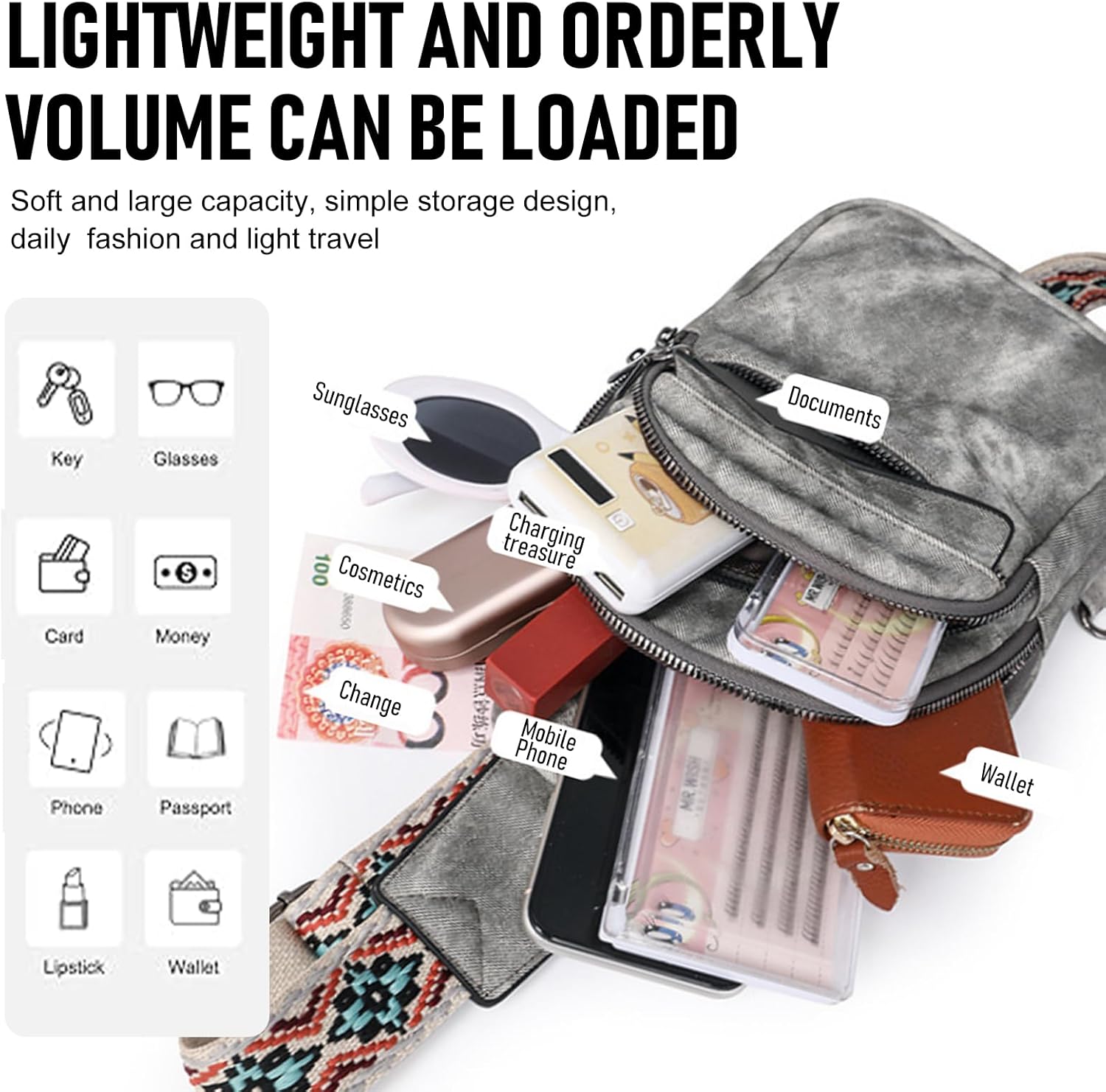 Small Sling Bag for Women and Men PU Crossbody Bags Fanny Pack Chest Bag for Travel - Image 4