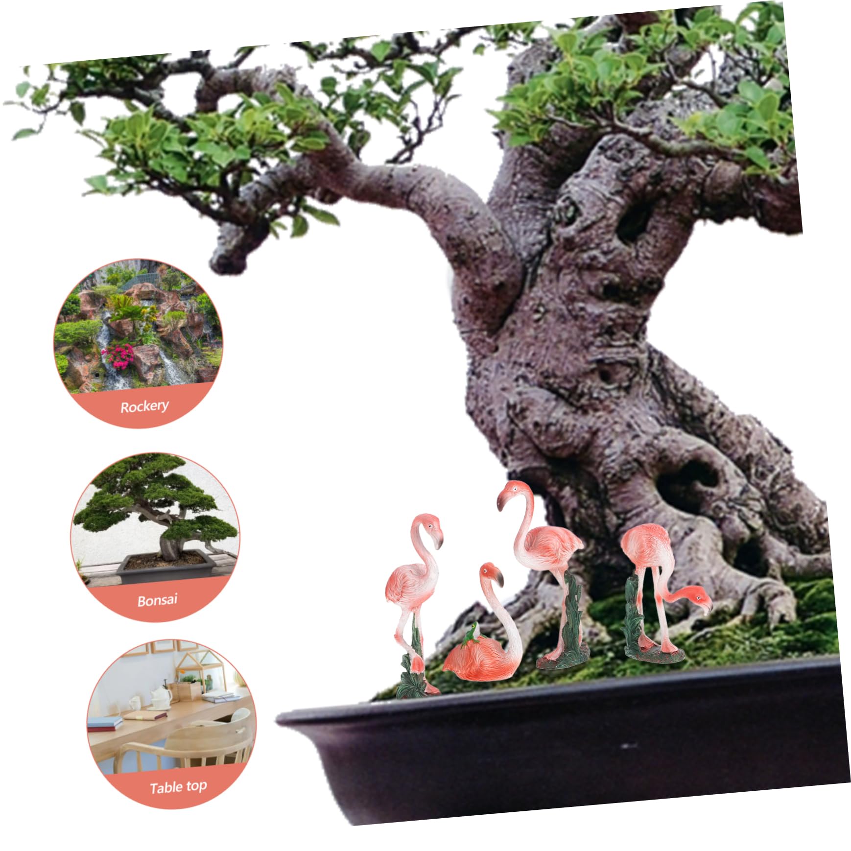 Toddmomy 4 Pezzi Statuette di Fenicottero in Resina, Decorazioni da Giardino per Bonsai e Micro Paesaggio, Rosa, Ornamento Piccolo