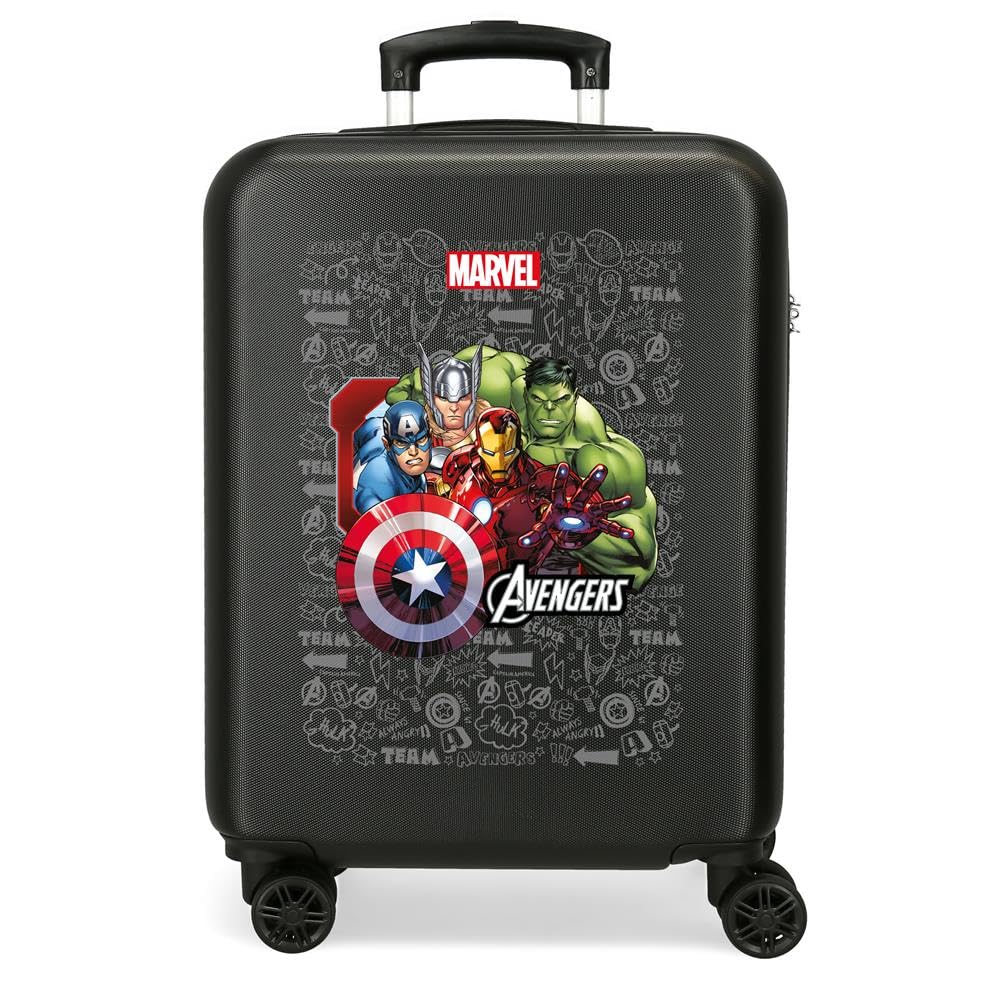 Joumma Marvel Team Avengers Cabin Suitcase Black 38x55x20 cm Rigid 2 kg Side Combination Lock ABS 2 kg 35L Hand Luggage