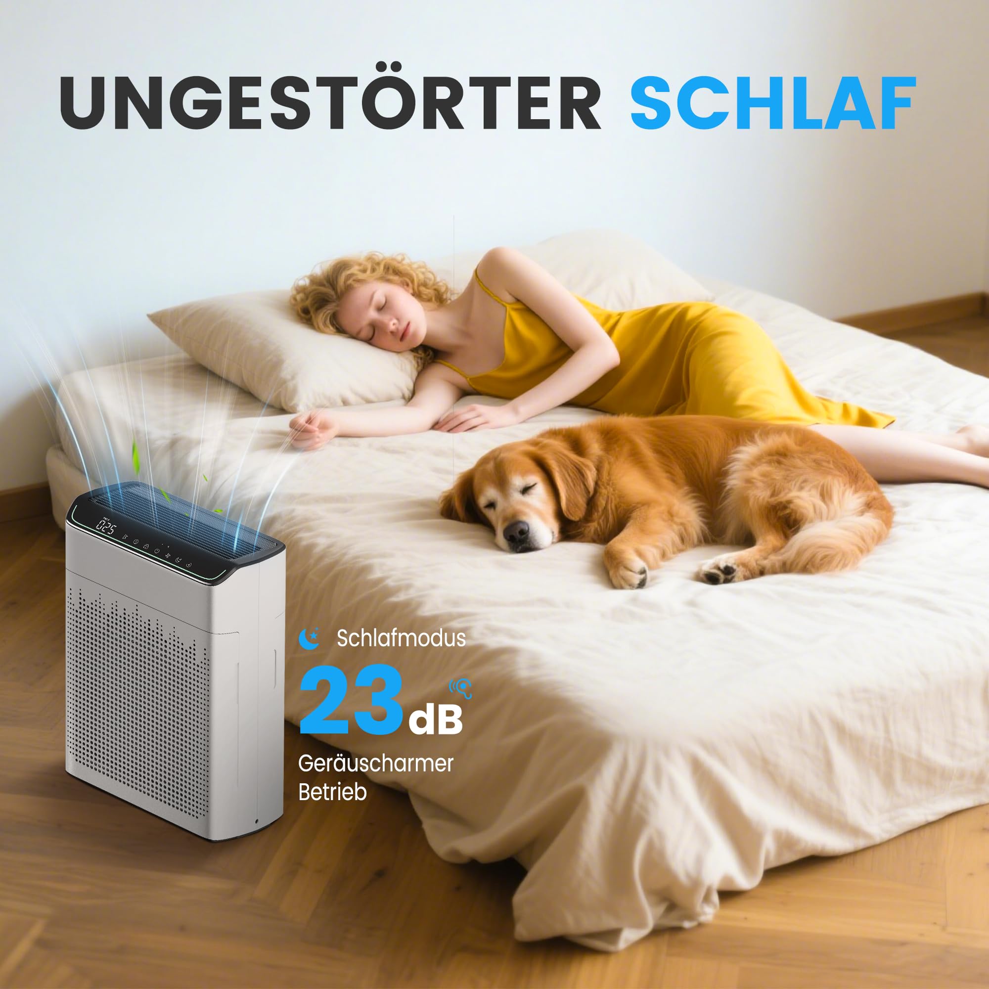 MERONTE Luftreiniger Allergiker für Wohnung Raucherzimmer, Air purifier, CADR 340m³/h für 157㎡ Raucherzimmer, PM 2,5 Luftqualitätsmonitor, WiFi- und Alexa-kompatibel, 1 Pack + 4 Modi