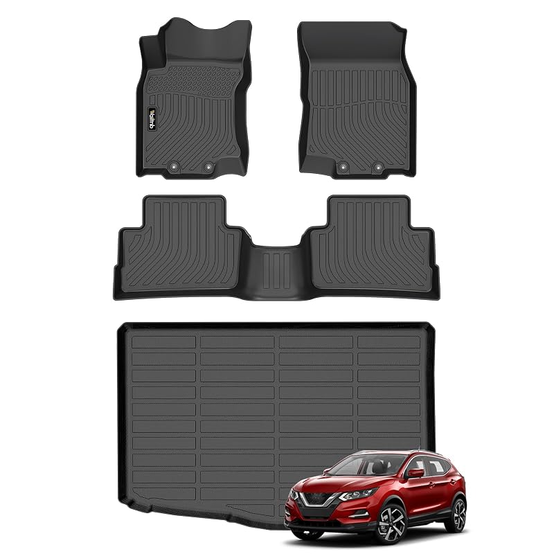 Jogo de tapetes automotivos e revestimento de porta-malas Wailtnb para Nissan Rogue Sport 2017–2022, TPE, porta-malas no deck inferior, kit com 4 peças