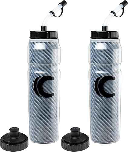 Cannon Sports Botella de agua exprimible aislada de 28 onzas con popote, tapas a prueba de fugas, 2 tapas (popote y apretable), aislamiento de doble