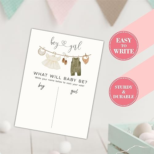 Miniatura 3 de Señal de voto de 11 x 15 pulgadas, diseño de revelación de género, tema de ropa de bebé, juego para fiesta de baby shower, con texto en inglés "What