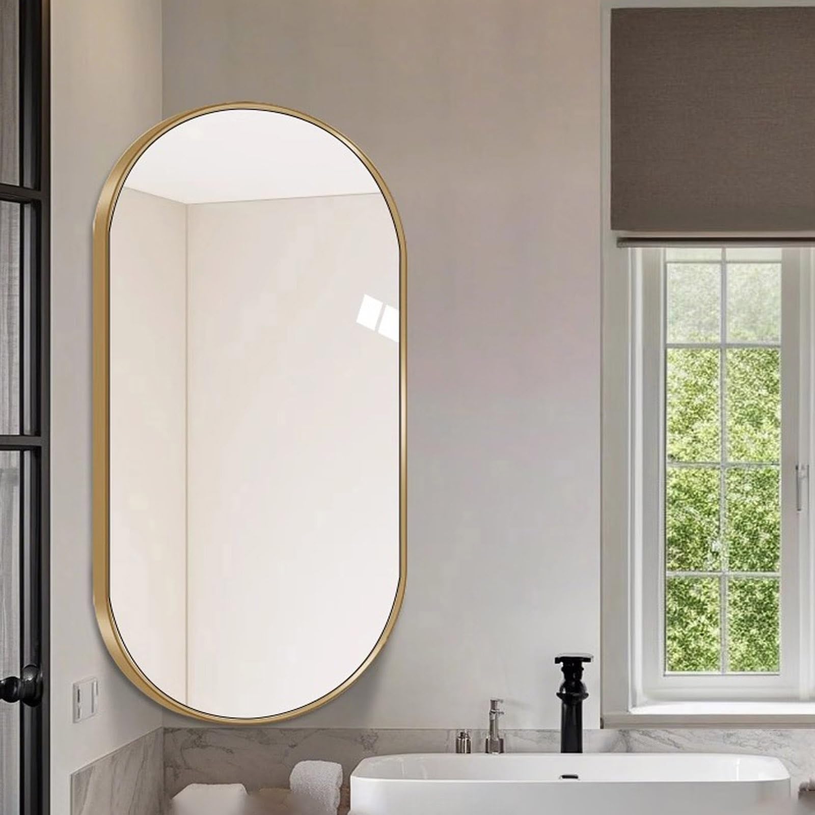 Drehbarer ovaler Wandspiegel, 30 x 50/35 x 60/40 x 70 cm, verstellbarer Arm, Make-up- und Badezimmerspiegel, vertikales und horizontales Design für moderne Wohnkultur