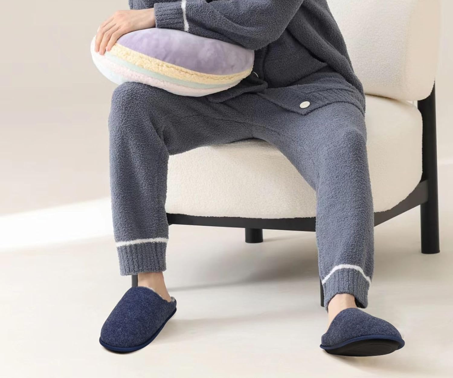 COFACE Mens House Slippers Memory Foam Slipper, Dark Blue Size 10 - Image 2