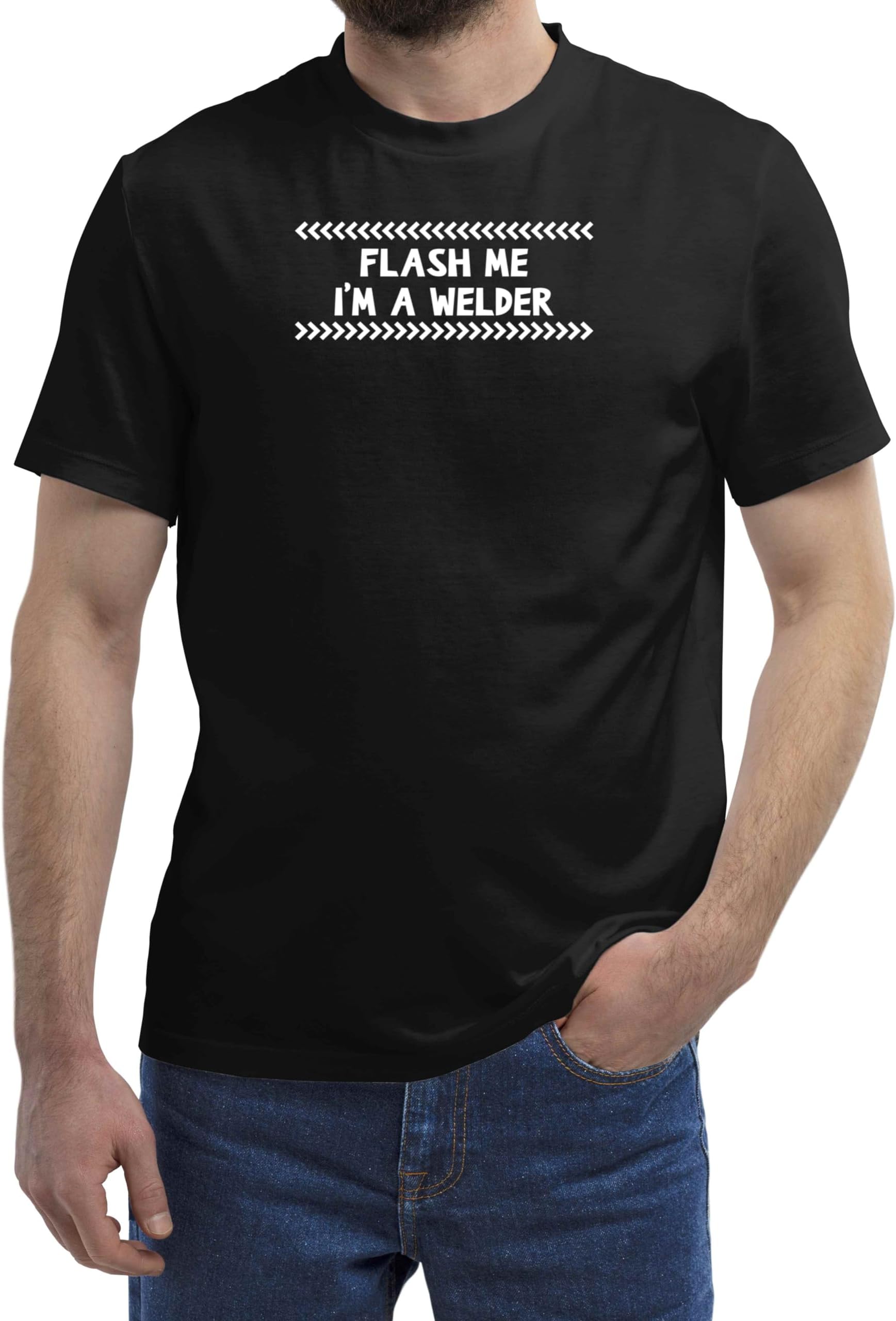 Humorous Gift Funny Welder Gift for Flashing Skills and Sparking Jokes Multi Size Black T-shirt