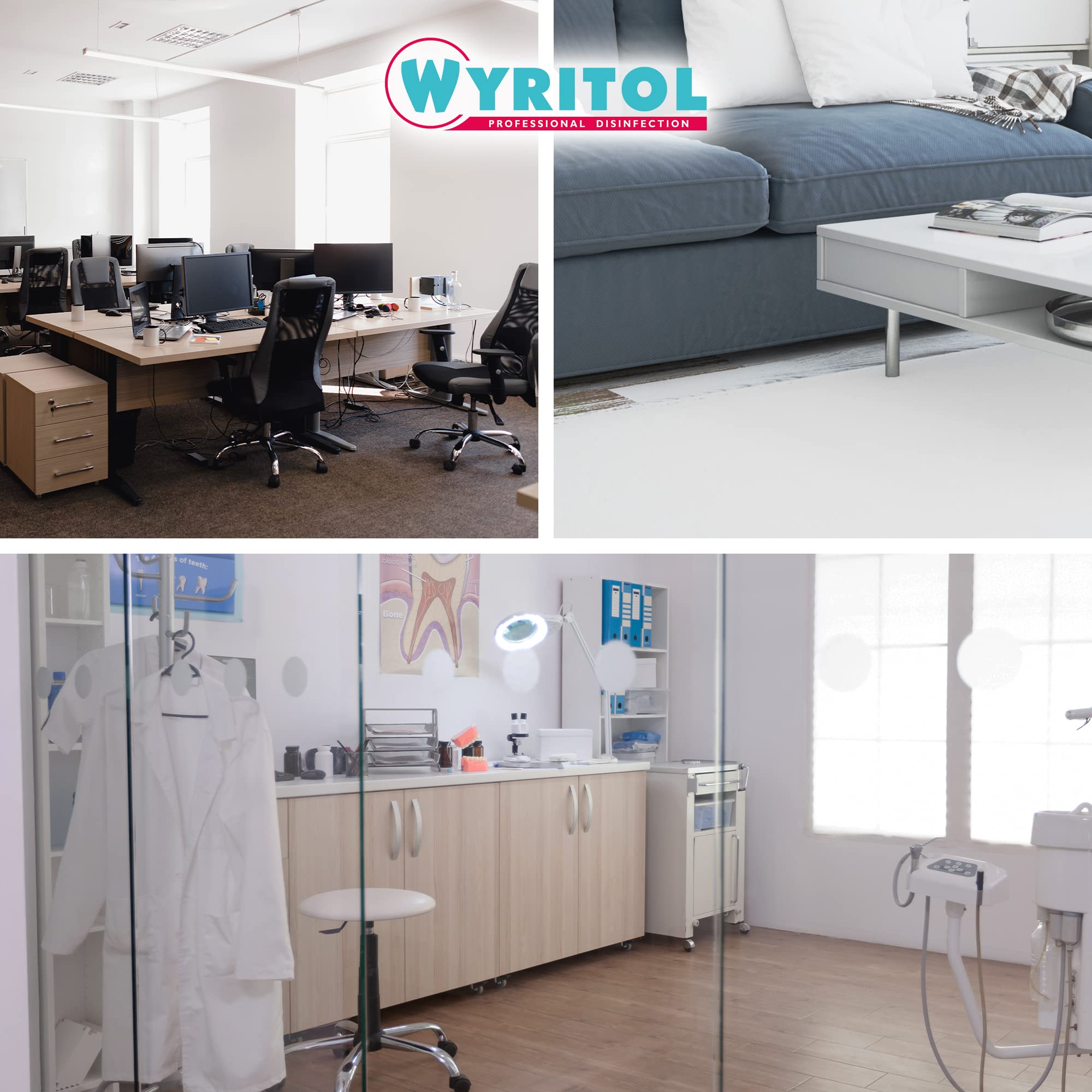 WYRITOL - Dégraissant désinfectant surfaces et sols - Bactéricide, virucide et levuricide - Sans javel - Contact alimentaire - 5L - Fabrication française