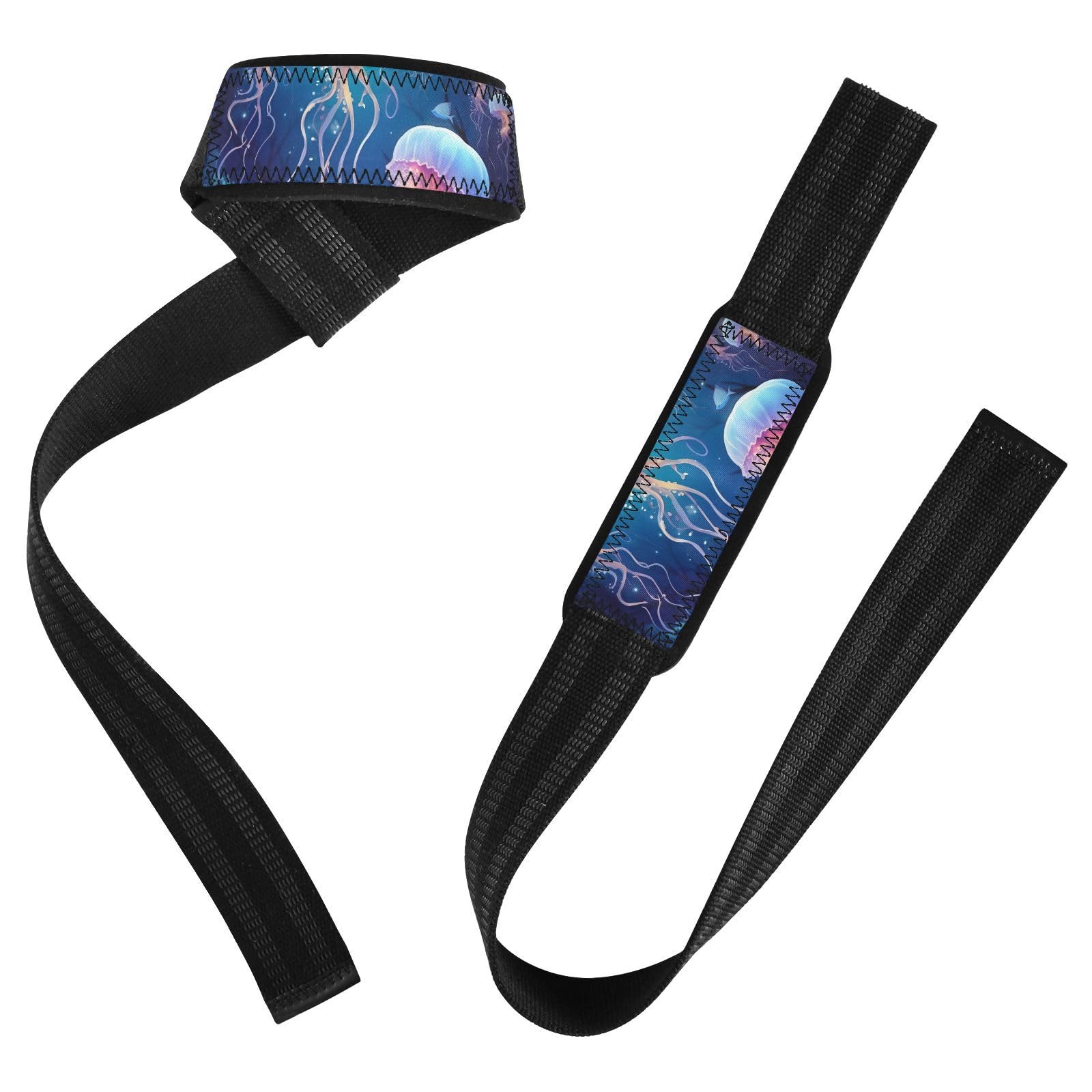 Nander Luminous Jellyfish Wrist Straps for Weightlifting,Lifting Straps with Neoprene Cushioned Wrist Padded and Anti-Skid Silicone for Strength Training,Bodybuilding,Deadlifting