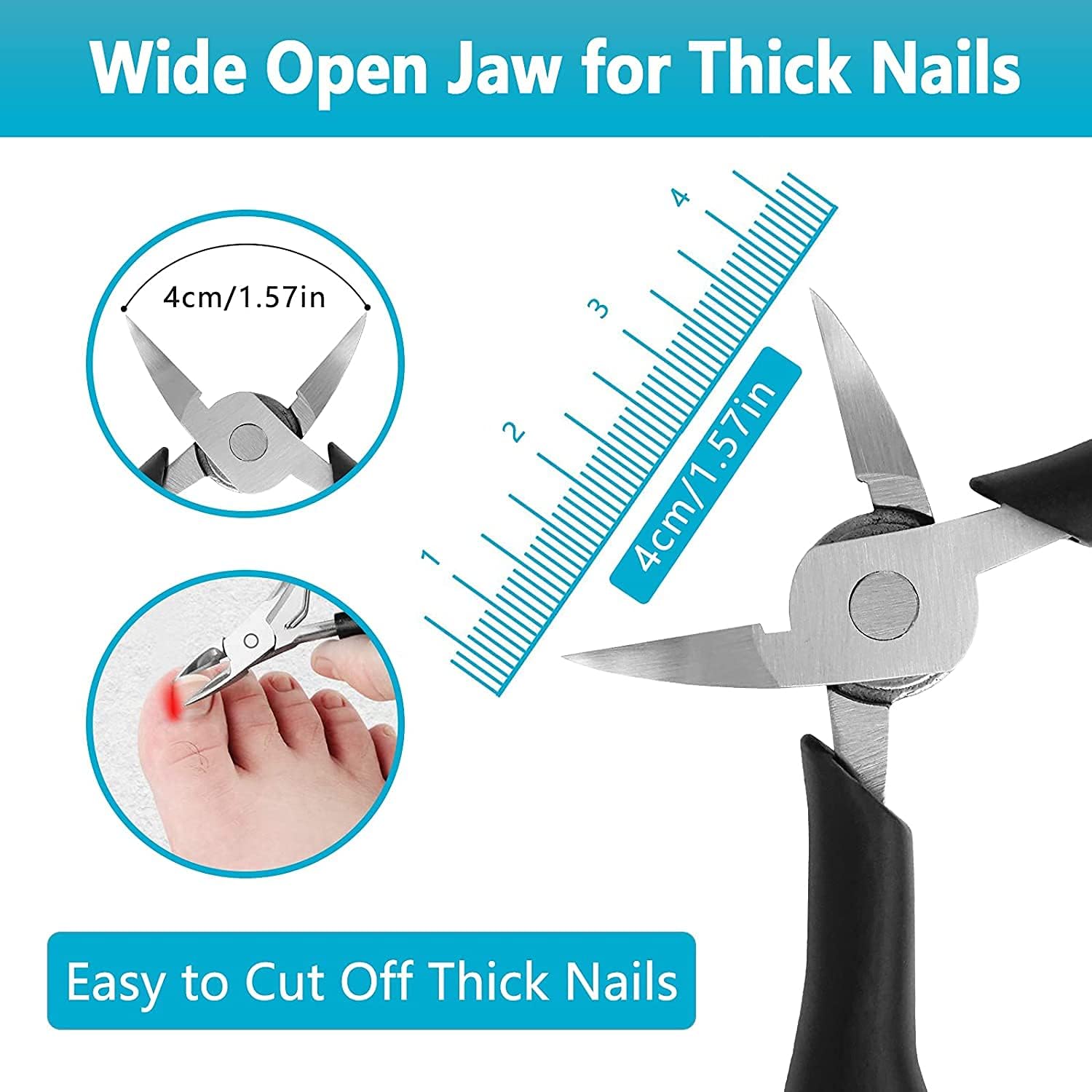 QUIQSHIPP Toe Nail Clipper, Professional Thick & Ingrown Toenail Correction Tool, Pedicure Clippers Toe Nail Cutter for Men & Women, Super Sharp Curved Blade Grooming Tool | Multi | 1