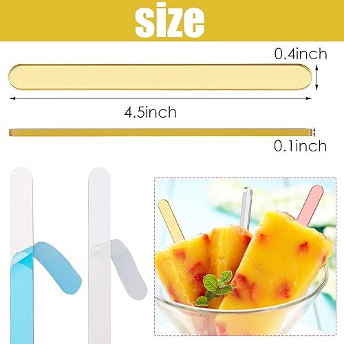 Miniatura 2 de 60 barras de acrílico para tartas de hielo, mini espejo reutilizable, palitos láser para aperitivos saludables, dulces de pastel de bricolaje