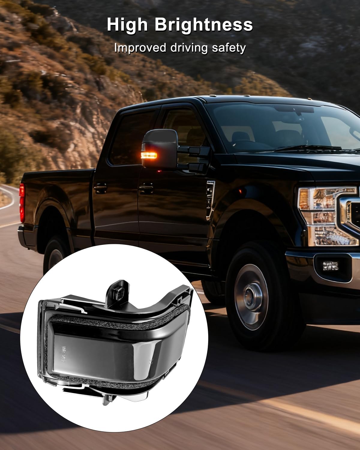 Left Driver Side Door Towing Turn Signal Lamp Fit for Ford F-150 F250 F350 F-450 F550 2015-2024 Back Side Mirror Indicator Light Replace FL34-13B382-CA FL34-13B381-CC
