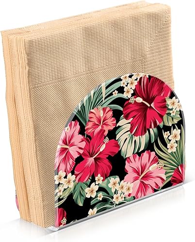Servilletero exótico hawaiano tropical de hibisco para mesa, dispensadores de servilletas de tejido acrílico, servilleteros de cóctel para encimeras