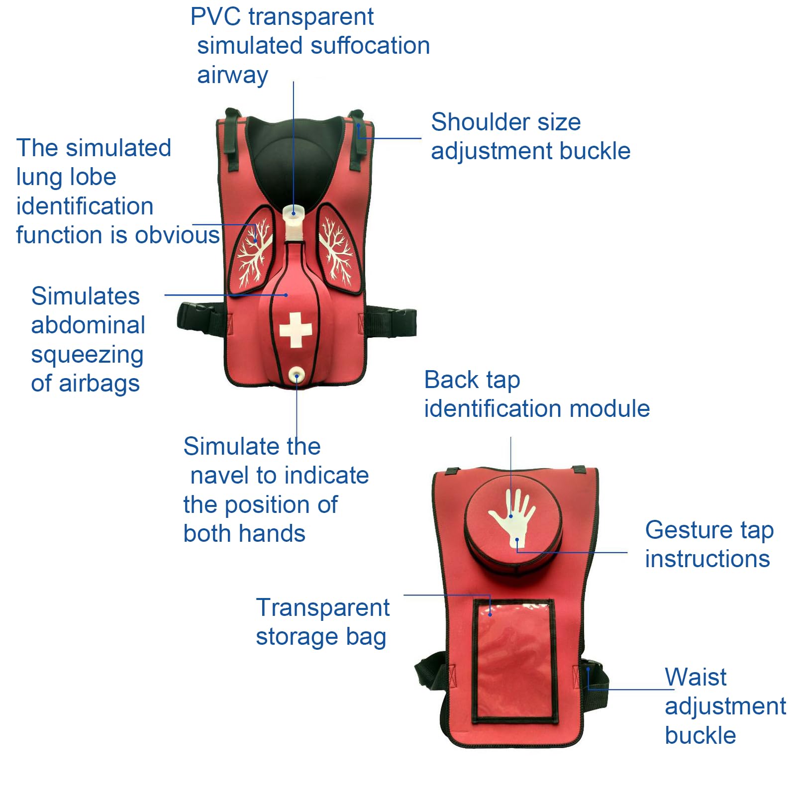 Chaleco De Entrenamiento Profesional Heimlich, Chaleco De Entrenamiento Antiasfixia Y ObstruccióN, Domina Las TéCnicas De Primeros Auxilios, Duradero Y Resistente Al Desgaste Adult