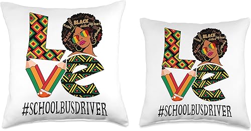 Miniatura 3 de School Bus Driver Love Afro African Black History Month Throw Pillow