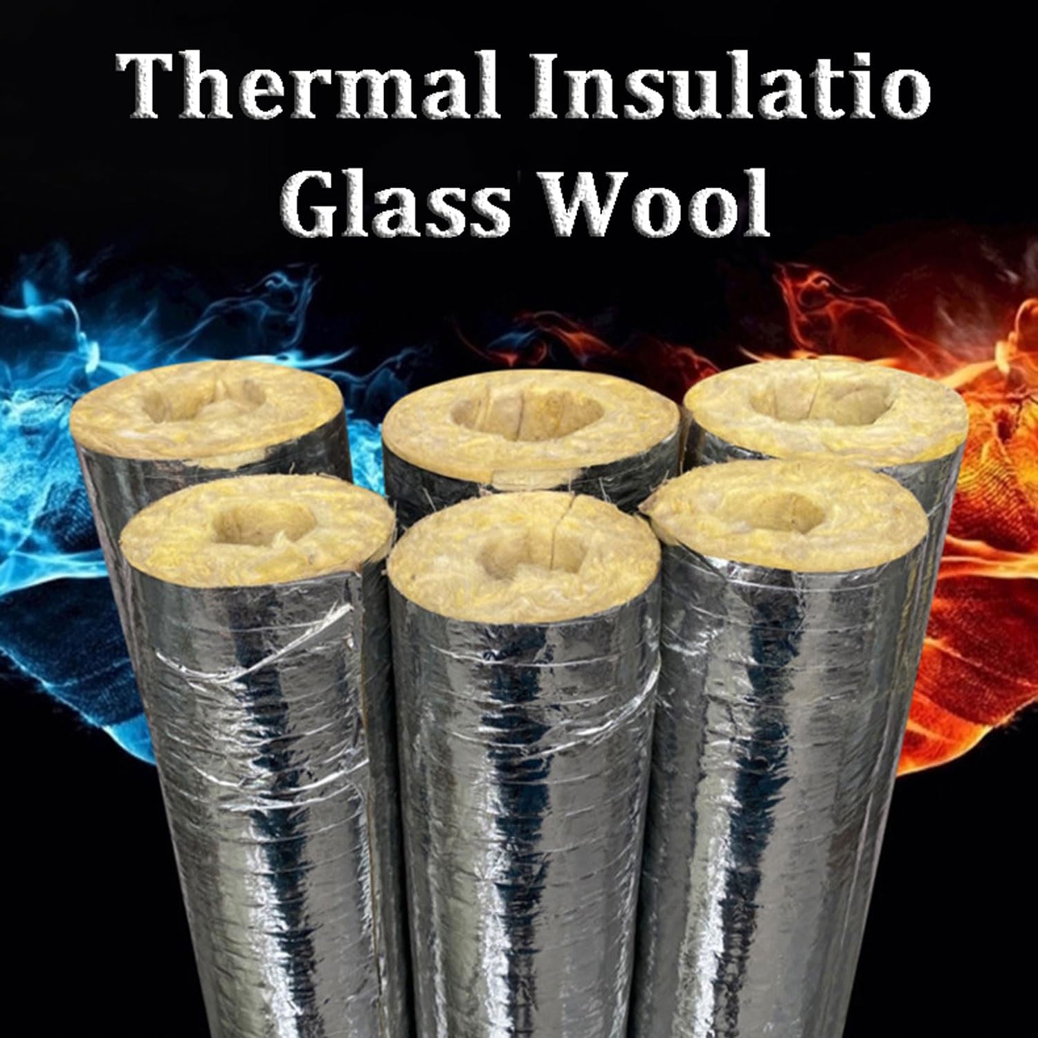 Tubi coibentati Guaina isolante in foglio di alluminio | Materiale isolante for tubazioni in lana di roccia e vetro Apertura laterale Isolamento termico(ID 43mm/T 30mm)