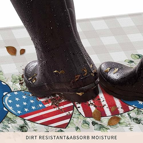 Vista 283 de Tapete de Feliz Navidad, tapete antideslizante para puerta delantera, baño, cocina, dormitorio, patio, entrada, 16 x 24 pulgadas, rojo, negro y verde