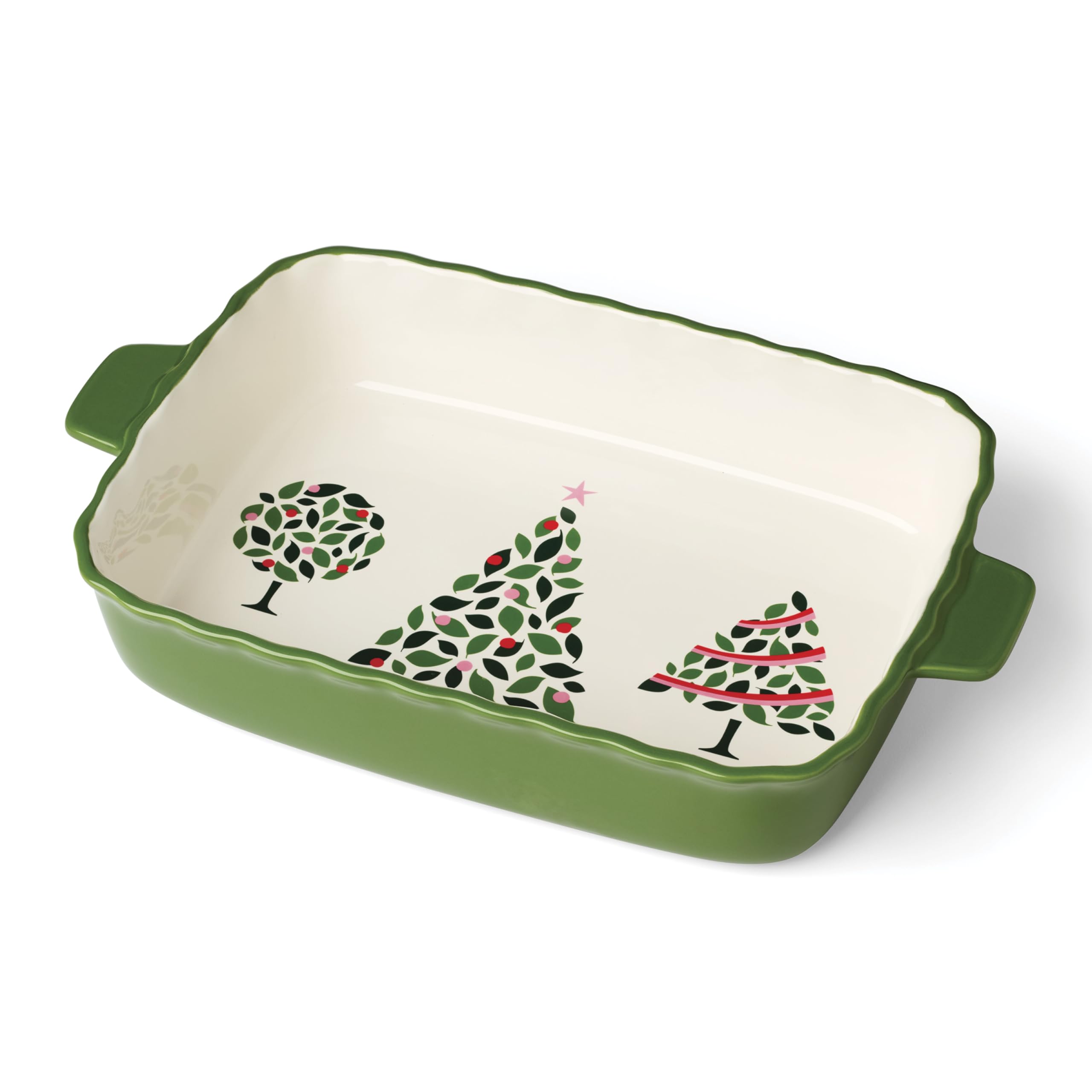 kate spade new york Evergreen Rectangular Scallop Baking Dish, Christmas, Festive Kitchen Decor