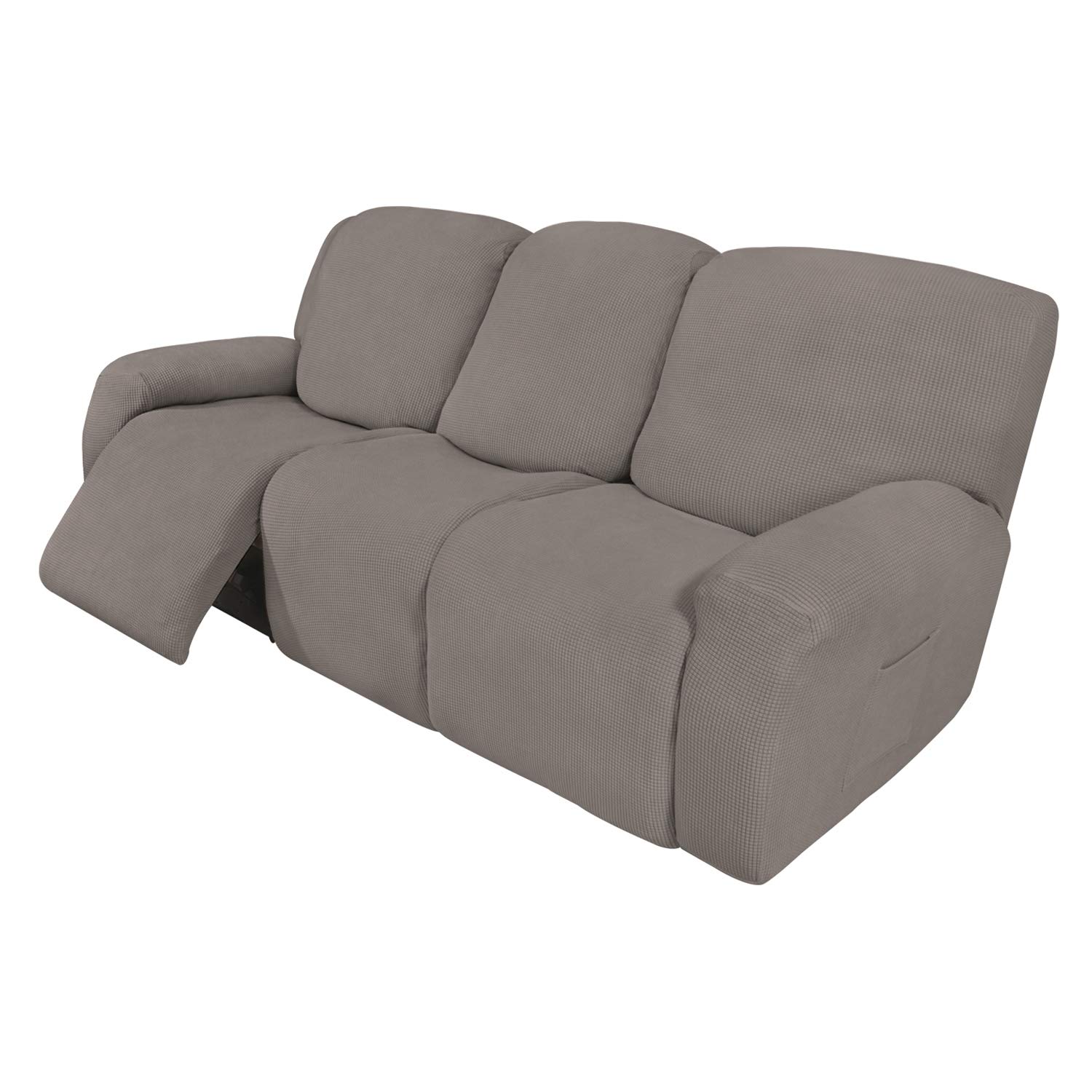 Easy-Going 8 Pieces Recliner Couch Stretch Sofa Slipcover Taupe