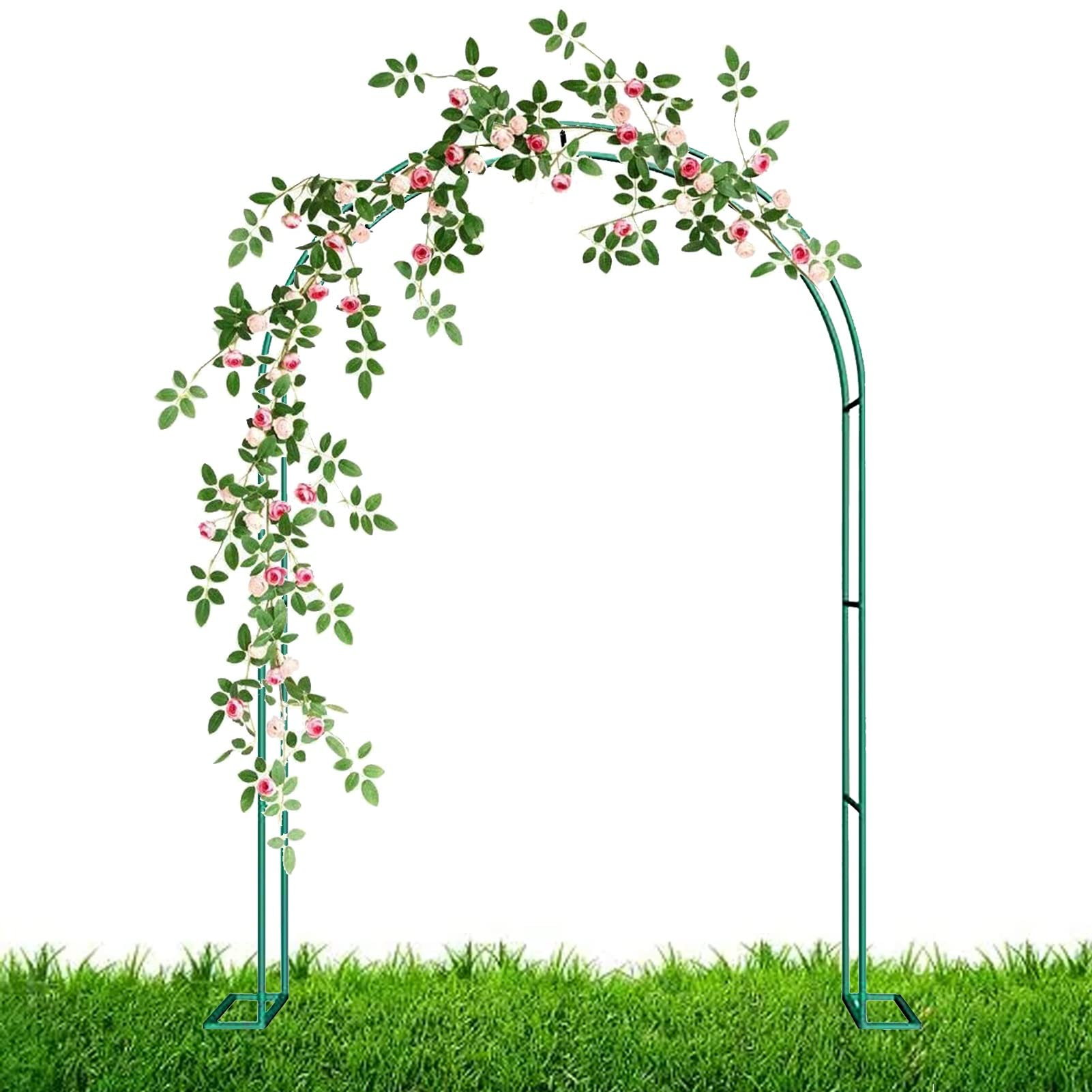 Arche de jardin en métal vert pour stabiliser vos plantes face au vent