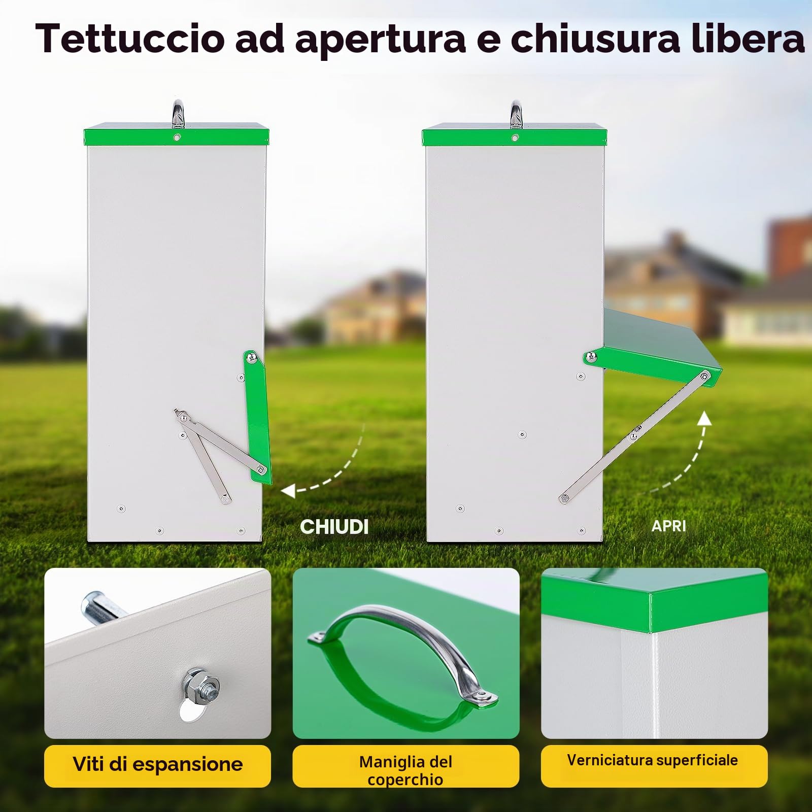 Mangiatoia per Polli, Mangiatoia Automatica per Pollame All'Aperto, Mangiatoia per Anatre da 11 Kg con Coperchio, Mangiatoia per Pollame Senza Rifiuti, Impermeabile per Polli, Anatre e Tacchini
