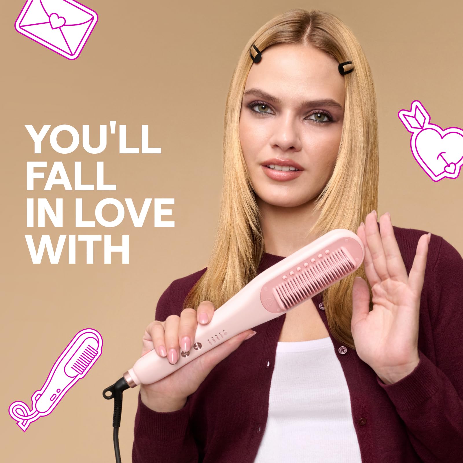 Wavytalk Steamline Pro 3-in-1 Hair Straightening Brush. Steam reduces damage, nourishes hair and accelerates straightening.