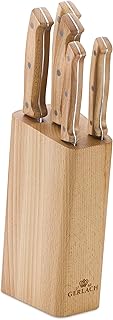 Gerlach Country Messerblock Messerset Küchenmesserset 5 Messer aus Edelstahl Buchenholz Küchenmesser im Block Kochmesser Brotmesser Gemüsemesser Küche Küchenutensilien Küchenzubehör