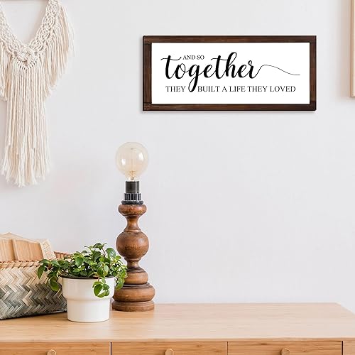Miniatura 2 de Jetec Letrero con texto en inglés "Together They Built A Life They Loved - Letrero de 14 x 6.4 pulgadas, decoración de pared rústica y moderna de