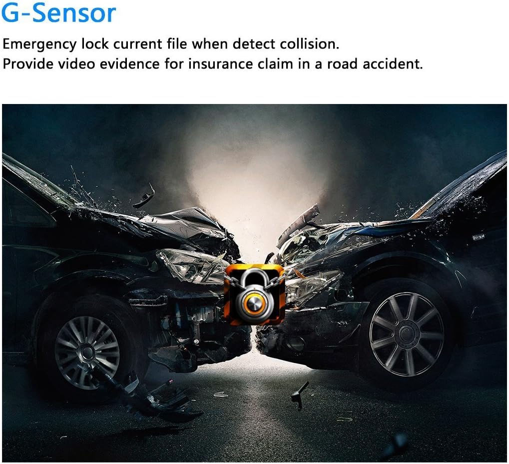 G-Sensor feature illustration with car crash and lock icon