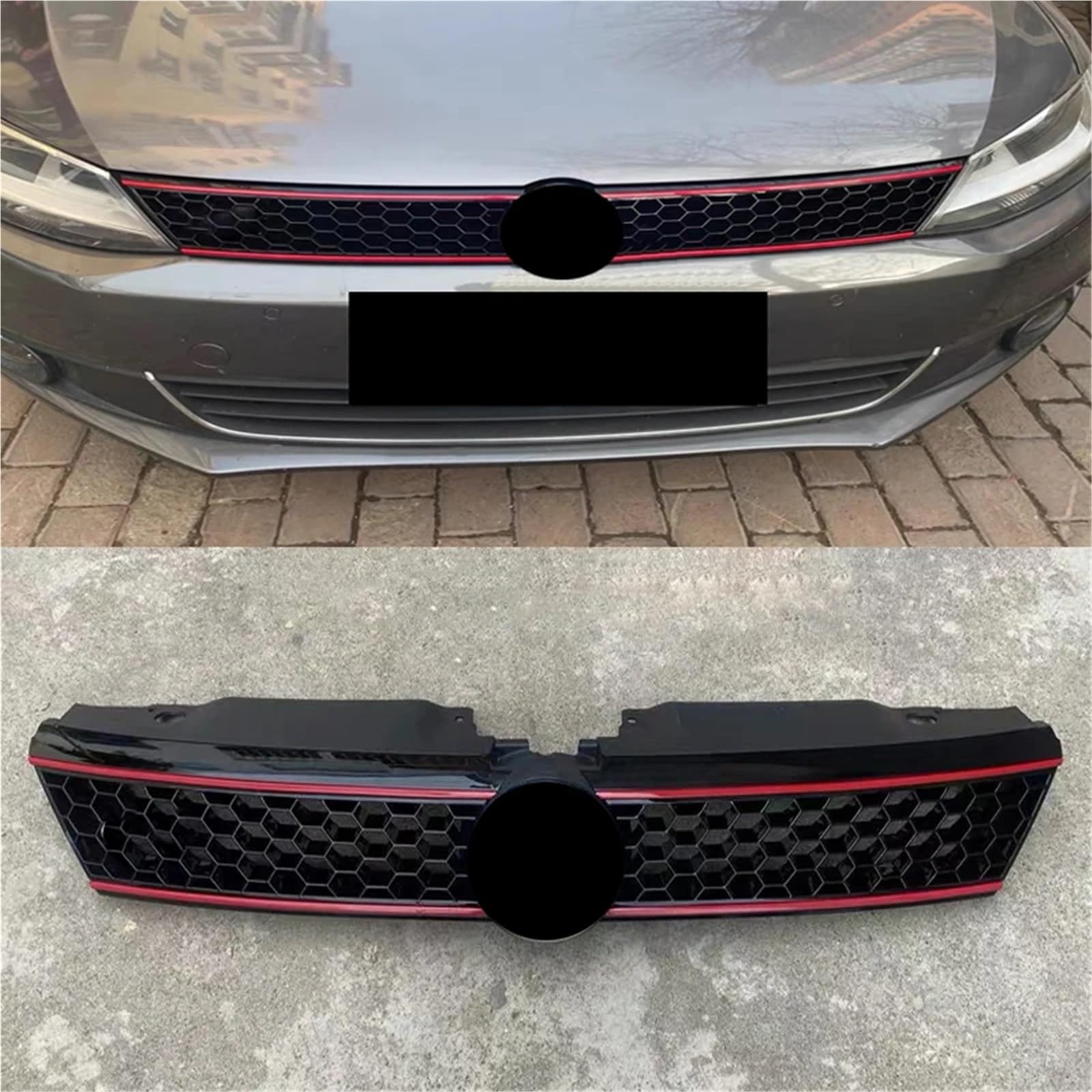 chrome grill przedni Zmodyfikowany zderzak przedni GLI Style, górna kratka pasuje do Volkswagena, kratka pasuje do VW Jetta Mk6 2012-2014 Honeycomb Racing(Red)