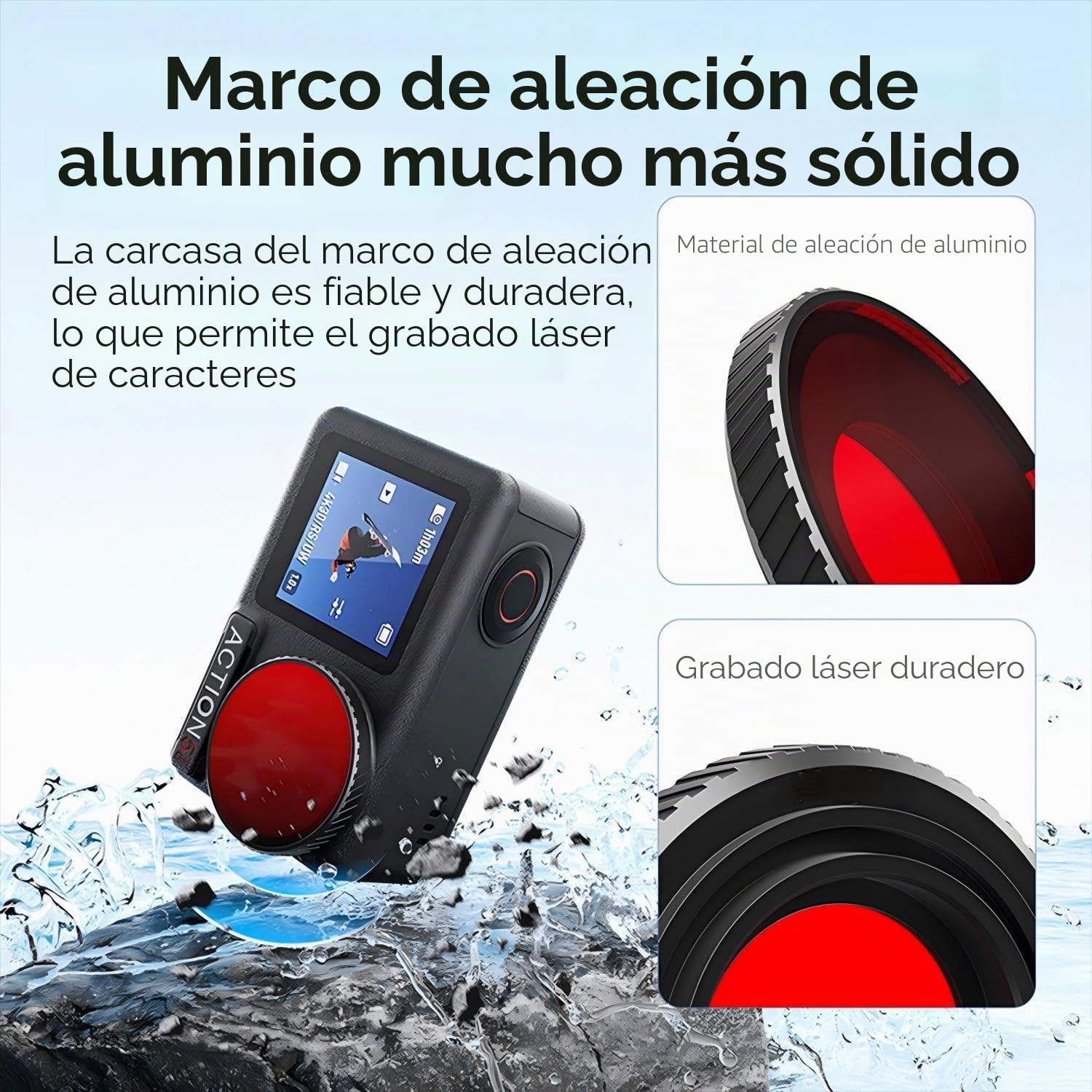 Filtro protector de lente impermeable para DJI Osmo Action 5 Pro/Action 4 cámara deportiva, filtro de cubierta protectora de lente subacuática antivaho (rojo)