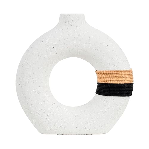 Decorative Modern Donut Shape Ceramic Vase, 1 Vase Included, Size